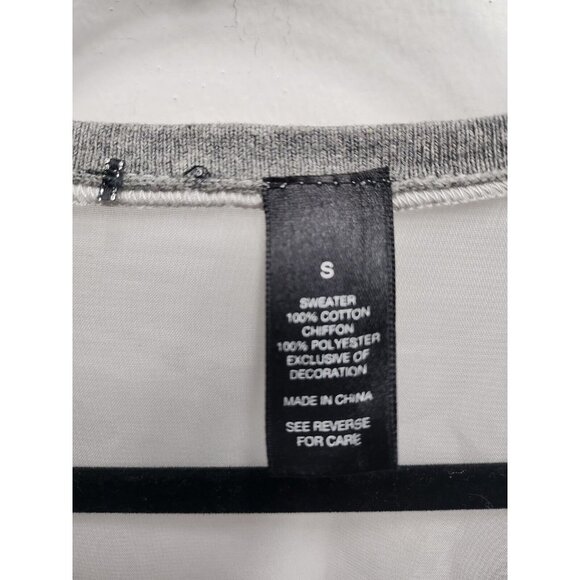 BKE the Buckle Womens Cardigan Small Gray Sheer Contrast Knit Sequin Embellished - Picture 4 of 7